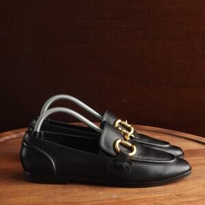 Jeffrey Campbell Loafers Women SZ 6 BLK Velviteen Leather Quiet Luxury Horse Bit